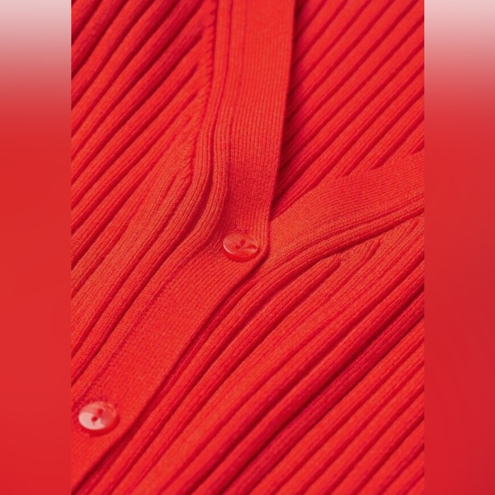 H&M Orange Ribbed Cropped Cardigan - Picture 2 of 4